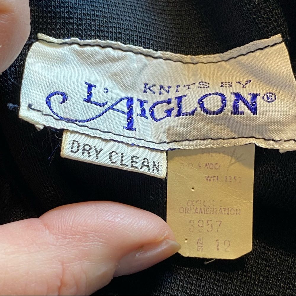 Knits By L'Aiglon Vintage Black Dress Size 12 - Picture 3 of 13